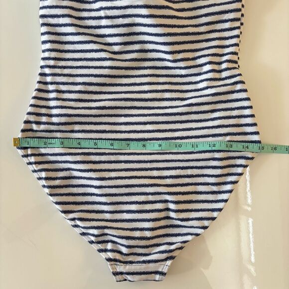 Swimsuit White/Blue Striped Women's 1 Piece - Picture 4 of 6